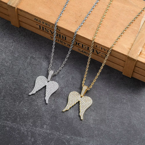 Wings Pendant, Hip Hop Jewelry <b>Copper</b> Inlaid Zircon Wings, Complete Pair of Wings Pendant - Product Image 2