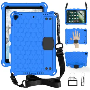 Honeycomb EVA Anti falling Kids Tablet cover case For ipad 7/8/9 10.2/Air 3/Pro 10.5 With Shoulder Strap And Stand Hand Grip