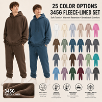 Ensemble de survêtement pour homme surdimensionné en molleton épais 345 g/m² avec doublure polaire, logo personnalisé, streetwear automne-hiver