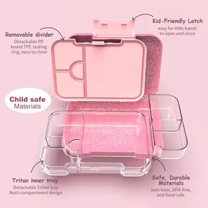 Contenedor de comida portátil Oumeng, fiambrera Bento de plástico, fiambrera Bento aislada a prueba de fugas, fiambrera escolar para niños - Product Image 4