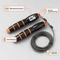 Corde à sauter compteur QT durable en acier lesté avec roulements doubles lisses