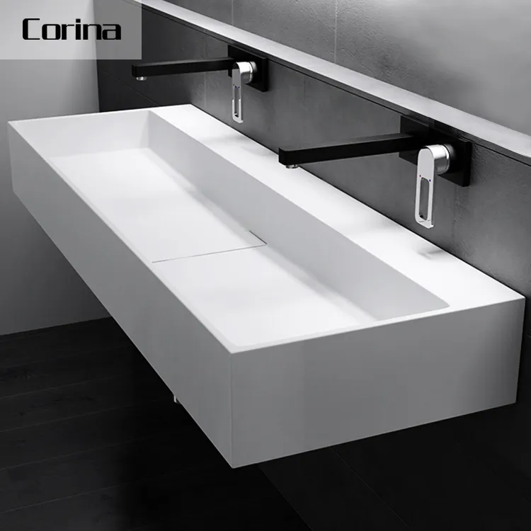 Corina Public toilet white regular wall hung acrylic hotel apartment project bathroom Hand Wash Basin