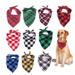 Collier de luxe à sublimation <span class=keywords><strong>bandana</strong></span> pour <span class=keywords><strong>chien</strong></span> en coton à carreaux réglable imprimé personnalisé - Product Image 1