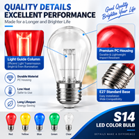 Ampoule LED colorée S14 2W E27 110V 220V, colonne de guidage lumineux décorative pour guirlandes de patio, fêtes, festivals et éclairage de jardin