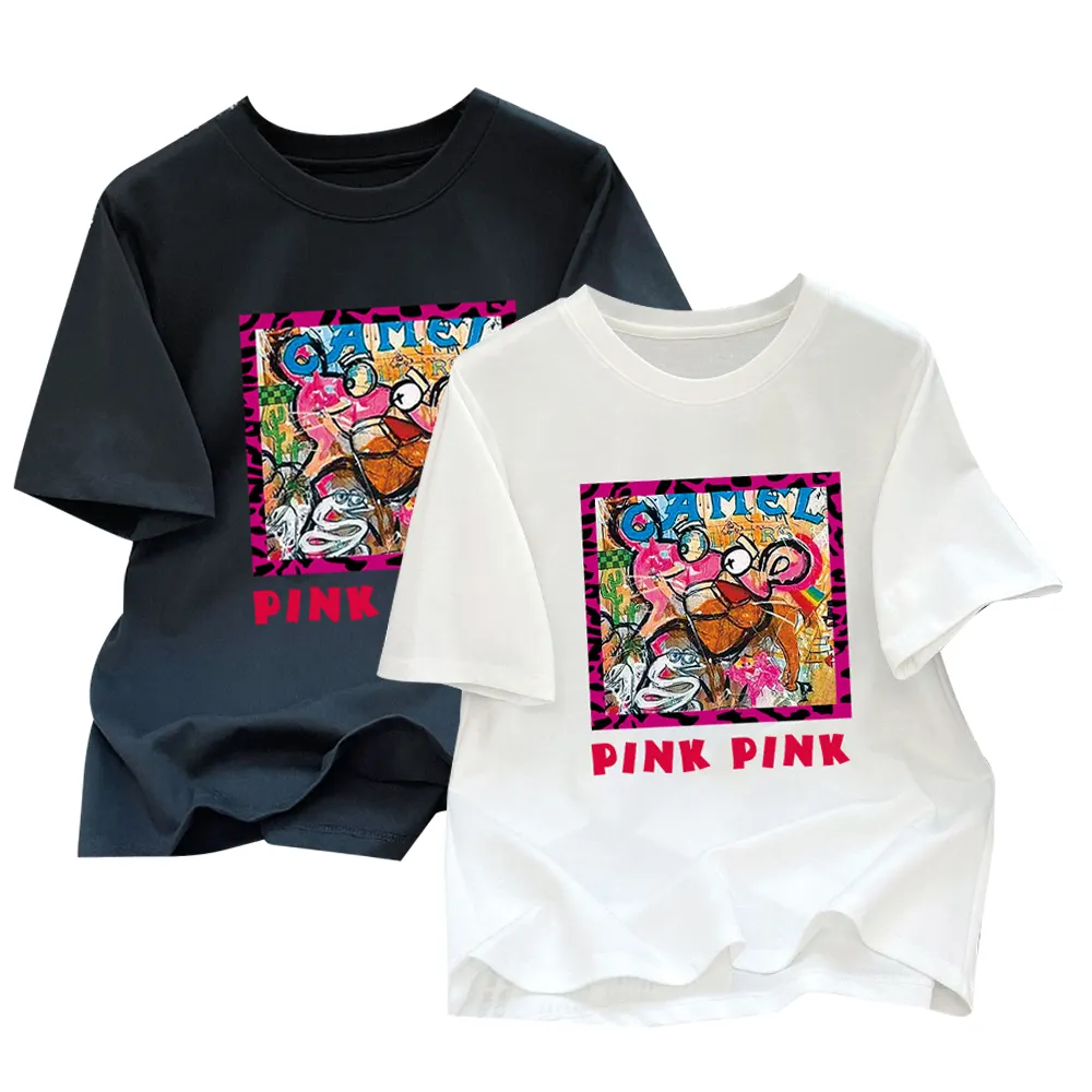 Camisetas de algodón puro del fabricante Camiseta de cuello redondo con serigrafía de logotipo personalizado de moda