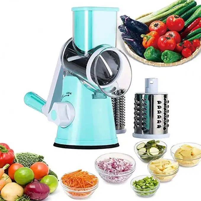 Idéias de novos produtos 2024 Upgrade Multipurpose Hand Operated Safe Rotary Mandoline Vegetal Fruit Spiral Grater Slicer Cutter