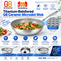 Poêle Wok en Céramique Microdot KFCC G8 Renforcée au Titane Shangwey, en Acier Inoxydable Triple Couche Antiadhésive, Compatible Induction