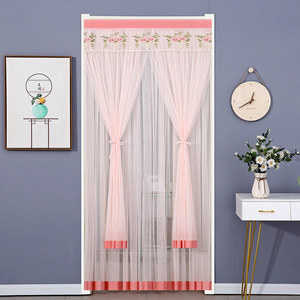 Sheer bedroom curtain, self-adhesive double-layer short indoor door curtain, Velcro, no <b>drilling</b> required, lace, new style for - Product Image 1