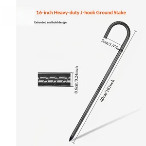 สมอบกโลหะแบบ J-Hook ขนาด 16 นิ้ว สำหรับเต็นท์ ใช้งานกลางแจ้งได้ทุกฤดู - Product Image 1