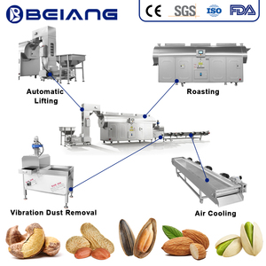 Chaîne de traitement clé en main des noix en acier inoxydable avec machine automatique de torréfaction et de refroidissement pour snacks - Product Image 1