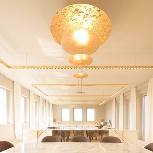 Lámpara colgante redonda moderna minimalista con láminas de oro, LED, de múltiples cabezales, para sala de estar, comedor, villa. - Product Image 2
