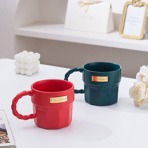 แก้วน้ำเซรามิกเคลือบเงา Nordic Luxury Golden Label 370 มล. 12 ออนซ์ แก้วกาแฟเซรามิก แก้วพอร์ซเลน แก้วสำหรับพิมพ์ลาย แก้วสีดำ - Product Image 2