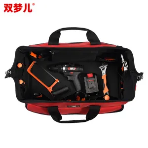Kit de ferramentas para eletricista, bolsa multifuncional de lona com bolso grosso, grande saco de armazenamento para manutenção, ferramentas para trabalhar madeira