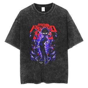 Camiseta de Manga Corta con Estampado de Dibujos Animados, Estilo Vintage Lavado, para Hombre, <span class=keywords><strong>Mob</strong></span> <span class=keywords><strong>Psycho</strong></span> <span class=keywords><strong>100</strong></span>, Marca de Moda Urbana, Algodón Puro, Corte Holgado - Product Image 6