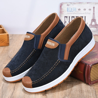 Mocassins décontractés en toile pour hommes, à enfiler, avec bordure contrastante, semelle légère antidérapante, respirants et confortables pour la marche quotidienne et la conduite