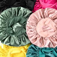 Bonnet en satin de soie monocouche vente en gros Chapeau de douche avec logo personnalisé Chapeau de nuit et de sommeil Grand bonnet de créateur pour femmes