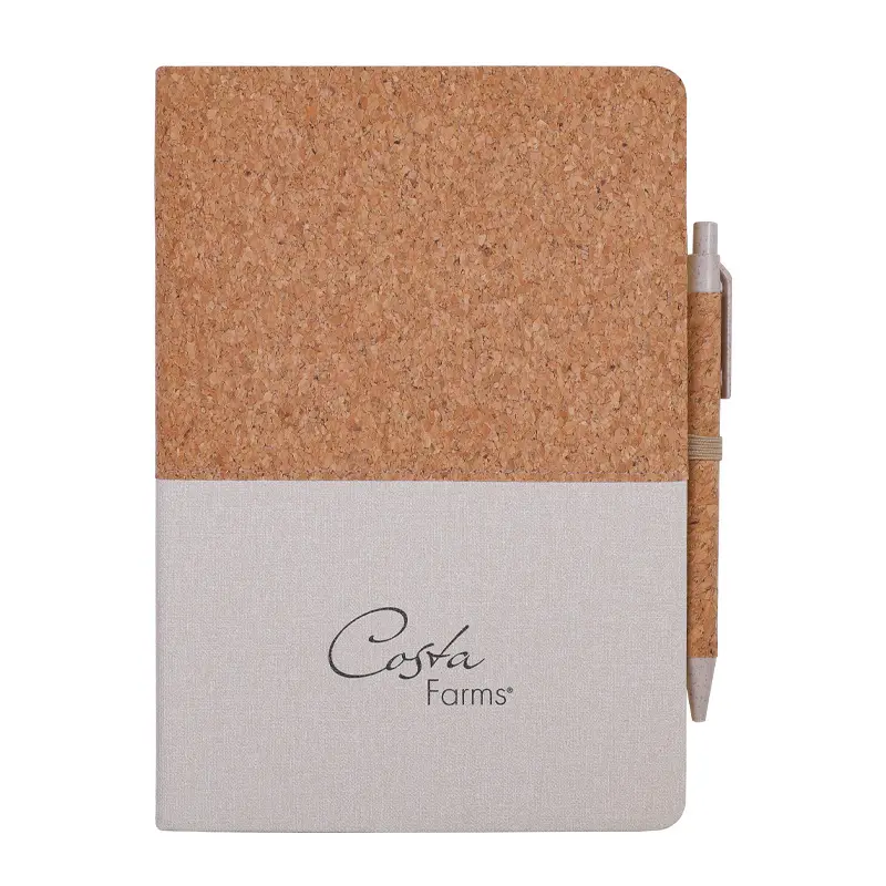 Kunden spezifisches Logo a5 Hardcover Umwelt freundliches Cork Cover Journal Business Geschenke Notizbuch mit Stifts ch laufe