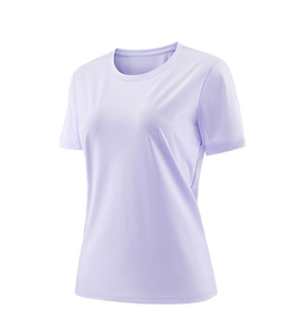Camiseta de Manga Corta para Mujer, Verano, 100% Algodón Tejido, Ecológica, Tinte Liso, Súper Elástica, Transpirable, para Correr - Product Image 3