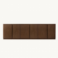 RH LIGNE Console multimédia 6 portes Long meuble TV en chêne massif avec 6 portes et plateau en bois/marbre Écologique Durable Moderne Luxe