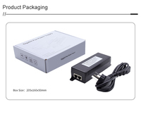Adaptador Inyector POE con Carcasa de Plástico OEM/ODM, 30W 52V 0.58A, 2 Puertos RJ45, Switches de Red Ethernet 10/100/1000Mbps
