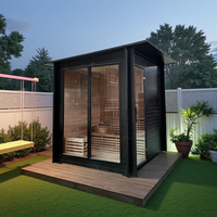 Sauna Tradisional Luar Ruangan Kustom dengan Pemanas Listrik Kayu Finlandia, Sauna Batu Vulkanik, dan Ruang Uap