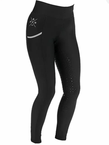 Leggings de equitación para mujer con agarre de silicona, bolsillo para teléfono, estilo inglés, y pantalones completos (chaps) - Conjunto combinado para montar a caballo - Product Image 3