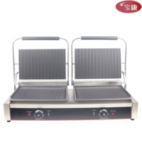 Peralatan Dapur Makanan Cepat Saji Grosir, Pemanggang Daging Sapi Listrik, Meja Panggang Burger, Griddle Listrik 220V, Pelat Ganda Kontak