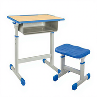 Ensemble bureau et chaise individuels pour étudiants, mobilier commercial, bureau et chaise réglables en hauteur, en métal et bois, pour l'école