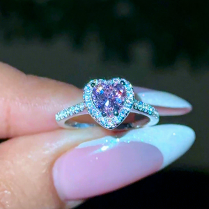 Anelli Gioiello da Principessa Scintillanti Placcati in Argento con Pietra Rossa a Cuore Promessa per Donna - Product Image 2