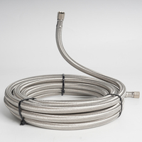 Tuyau d'alimentation en eau pour machine à glaçons avec revêtement tressé en acier inoxydable, connecteur flexible durable pour systèmes de réfrigération