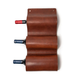 Wholesale <b>wall</b>-mounted leather <b>wine</b> <b>racks</b>, 3-compartment <b>wine</b> storage bags, creative beer <b>racks</b> for home and hotels. - Product Image 3