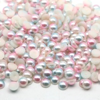 Perles en plastique ABS de couleurs arc-en-ciel en gros, perles plates de 3 mm à 10 mm, perles demi-rondes pour l'artisanat
