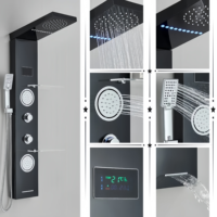 Plaque de douche cascade en acier inoxydable à poignée unique de luxe planche murale de salle de bain multifonction en céramique de pluie pour hôtels