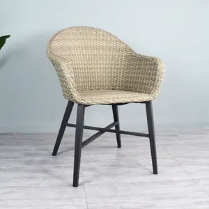 Уличный садовый металлический стул для патио ПЭ плетеные стулья из ротанга алюминиевая рама для ресторана обеденный стул