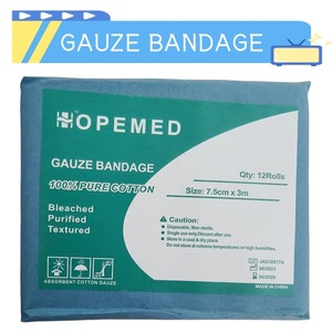 Pansement en gaze Opemed 7,5 cm x 3 m en coton pur, pansement jetable à usage médical - Product Image 5