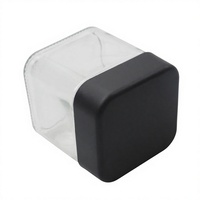 Pot en verre transparent carré de 3 oz (90 ml) avec couvercle noir résistant aux enfants pour l'emballage de crème de soin de la peau