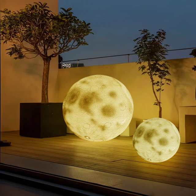 Factory Customized Oversized Fiberglass Moon DC Charging RGB Wireless Remote Control