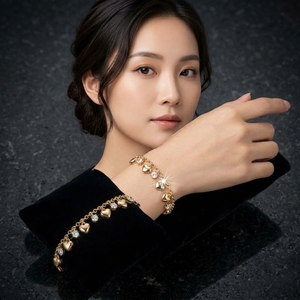 Pulsera Xinfly con Dije de Corazón en Oro Puro de 18K, Pulsera con Borla de Corazón y Acentos de Diamantes, Joyería para Regalo y Aniversario - Product Image 2