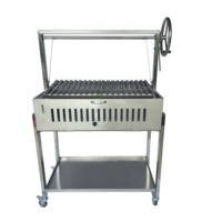 Barbecue argentin réglable en hauteur, style Santa Maria, en acier inoxydable, pour la cuisson en extérieur dans le jardin