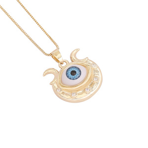 Haute qualité 18K or coeur bleu oeil pendentif collier Bling Zircon oeil d'horus pendentif colliers pour femmes et filles - Product Image 5