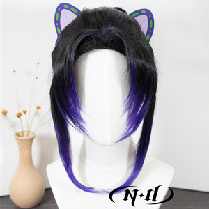 Peluca de <span class=keywords><strong>cosplay</strong></span> de <span class=keywords><strong>Shinobu</strong></span> Kocho de ND para Comic Con y disfraces, sin pegamento, con gorro de malla de rosas, fibra de alta temperatura - Product Image 2