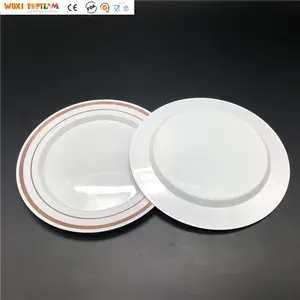 6 Inch Wit Met Gekleurde Rand Salade Dessertborden Premium Harde Plastic Voorgerecht Gerechten Kleine Partij Serveren Cakeborden