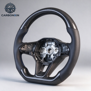 Volante Deportivo Personalizado de Cuero y Fibra de Carbono Forjada para VW Golf 8 MK8 R-line GTI con Alcántara, Sin Airbag - Product Image 4
