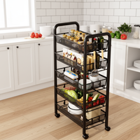 Meuble de rangement multifonctionnel moderne à trois niveaux en fil métallique sur pied pour la cuisine