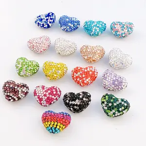 Grosir Pabrik kualitas tinggi hati berwarna pelangi penuh manik-manik berlian buatan Shambhala bola berlian imitasi untuk manik-manik perhiasan