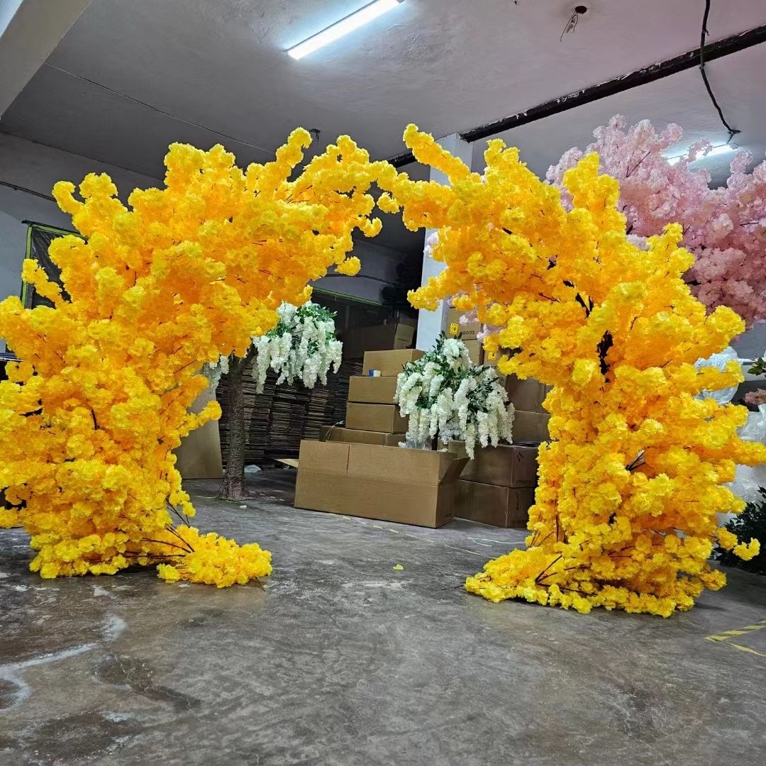 Arche de fleurs de cerisier jaune de 200 cm