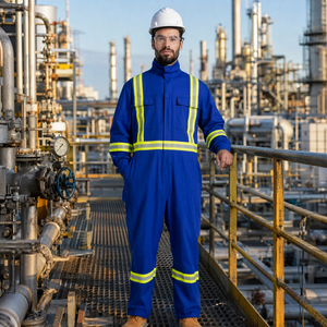 Combinaison ignifuge GUARDEVER 88/12 en coton et nylon, conforme à la norme NFPA 2112, classe 2, avec bandes réfléchissantes sur le dos, résistante aux flammes, pour travaux en milieu pétrolier - Product Image 3
