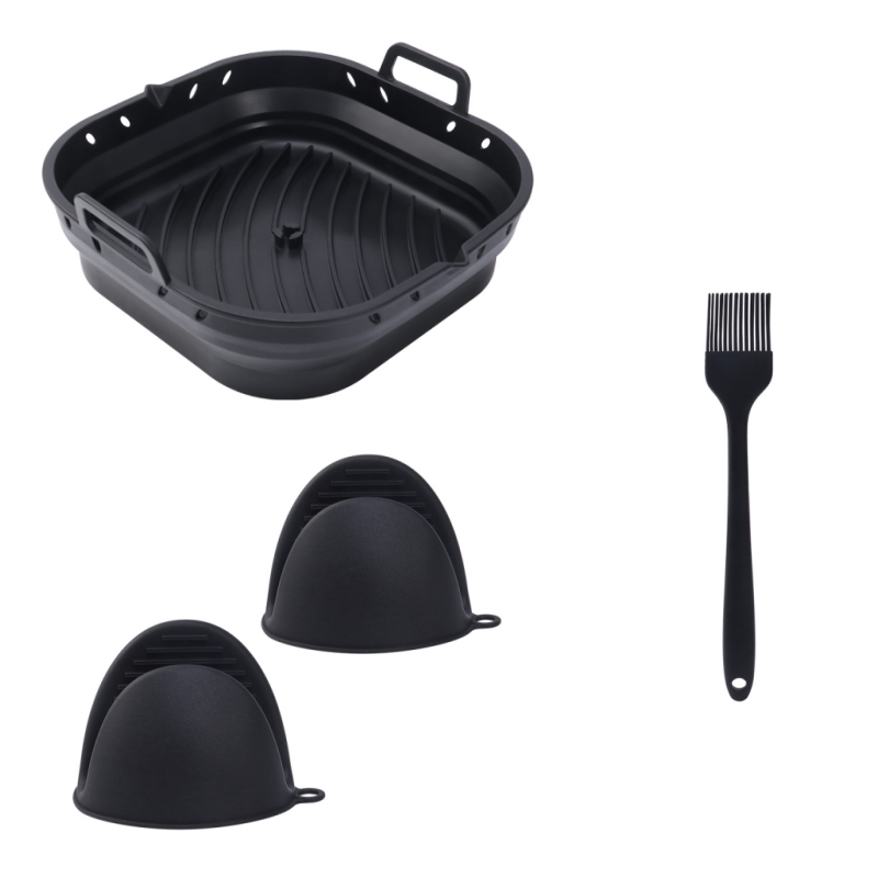 Black-1 pot+2 oven mitts+1 oil brush