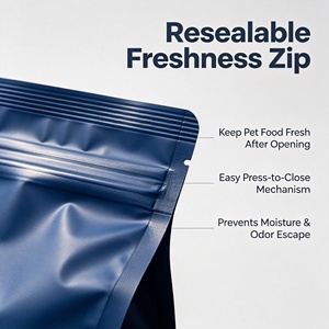 Sachet alimentaire personnalisé sous vide, refermable avec fermeture éclair, en plastique, pour poudre, snacks et aliments pour animaux de compagnie - Product Image 1