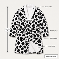 Peignoir de luxe pour femme en polaire imprimé léopard 3D, col en V, sans manches, longueur intégrale, en polyester doux, pour l'hiver